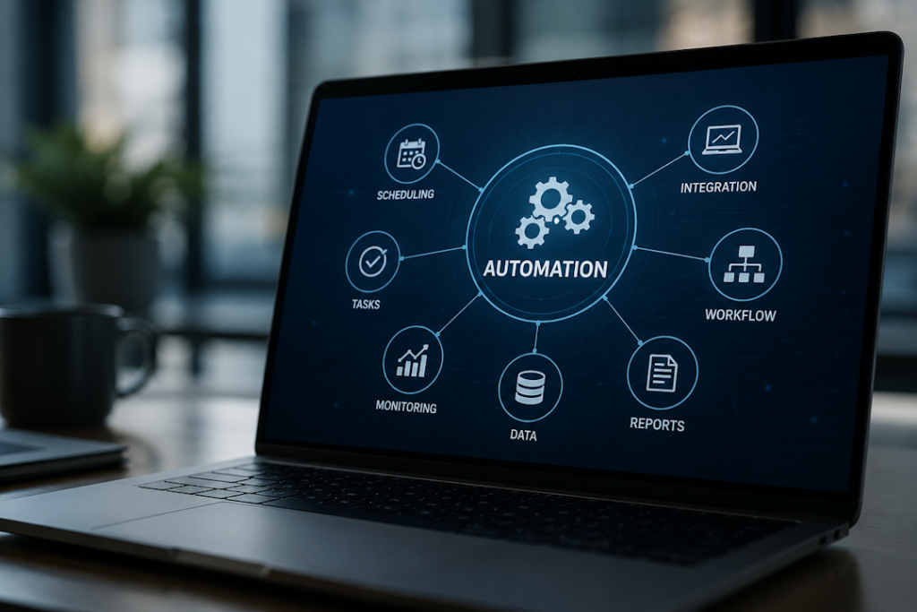 automation process dashboard on laptop screen