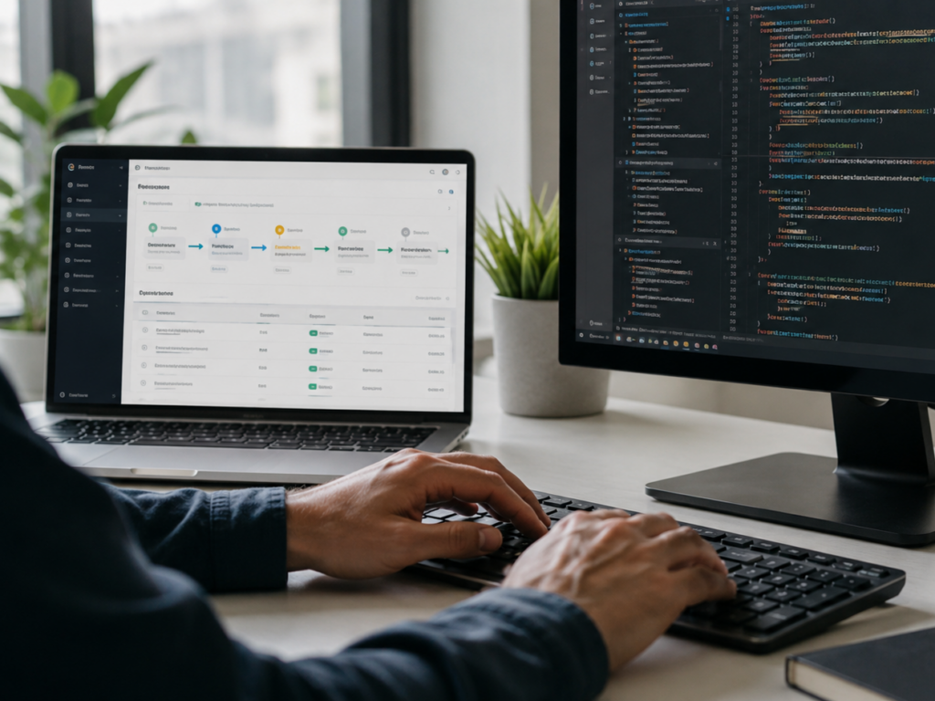 software developer at desk